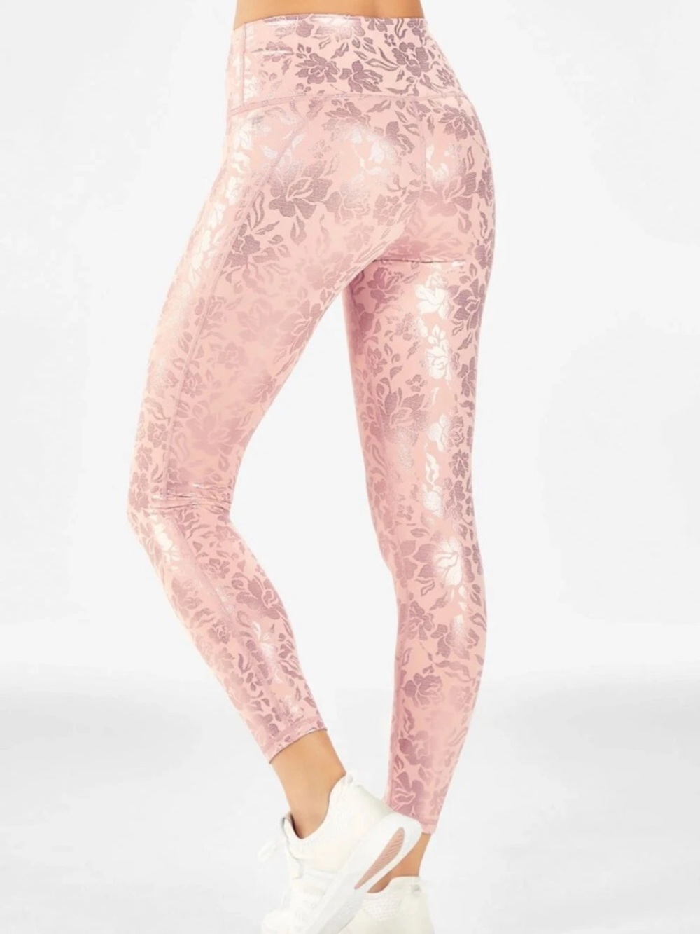 *Fabletic Leggings High-Waisted Printed PureLuxe 7/8 Pink Shimmer Floral Size XS
